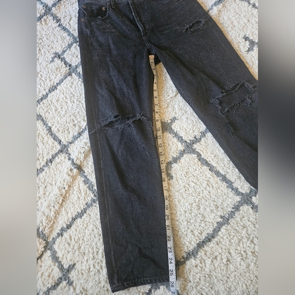 AGOLDE high-rise straight leg button fly distressed denim size 24 - Picture 6 of 7
